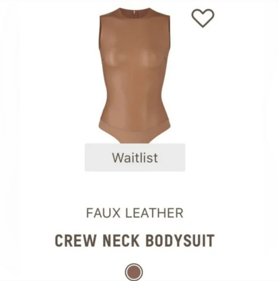 NWT SKIMS Faux Leather Crew Neck Bodysuit in Jasper Size XXS - Picture 7 of 7